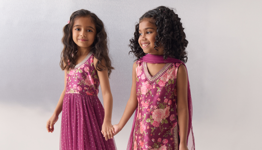 Kids wearing festive outfits from Westside’s Diwali collection