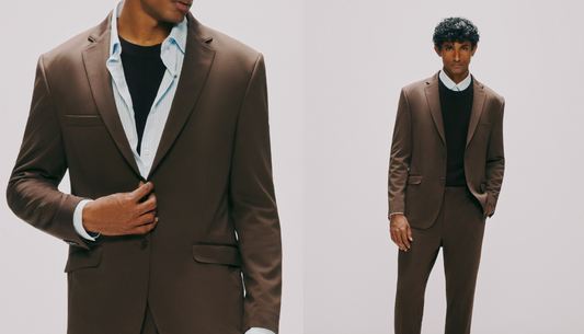 Men’s office wear styling from Westside AW’25 collection featuring tailored trousers and blazers