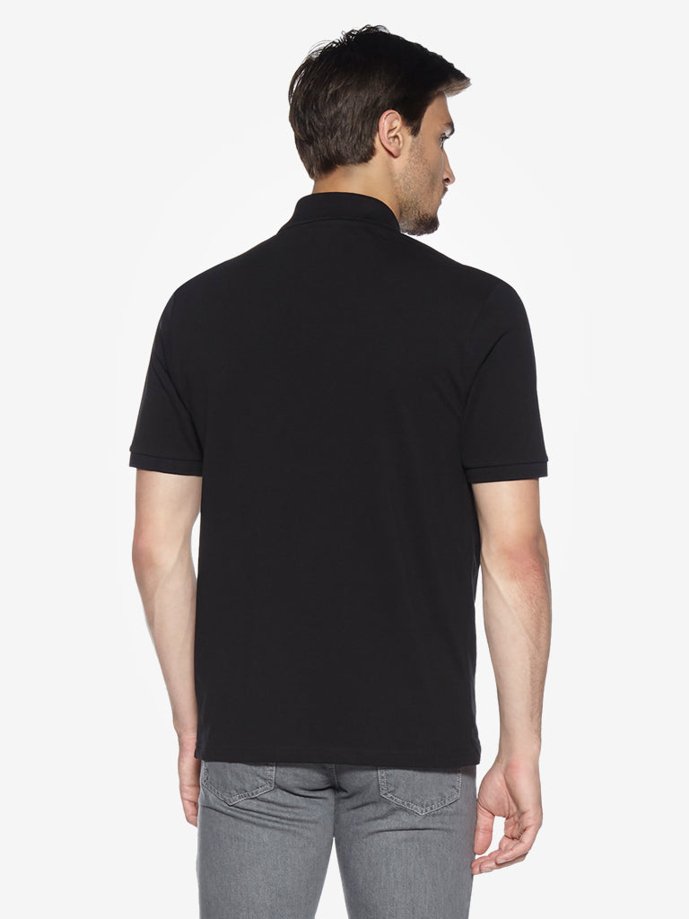WES Casuals Black Relaxed Fit Polo T-Shirt