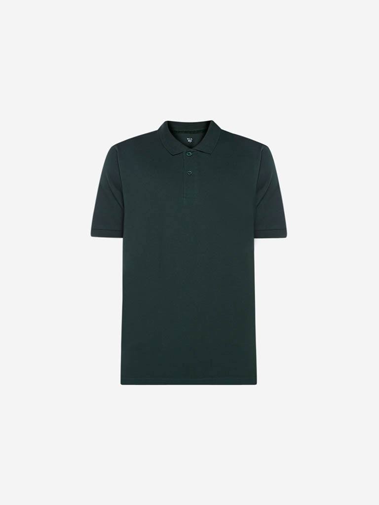 WES Casuals Dark Green Relaxed Fit Polo T-Shirt