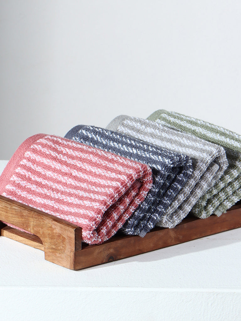 Westside Home Withered Rose Striped Face Towel - Pack of 2