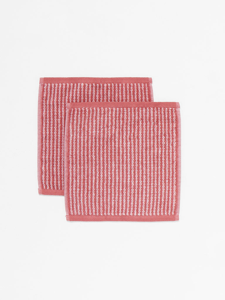 Westside Home Withered Rose Striped Face Towel - Pack of 2