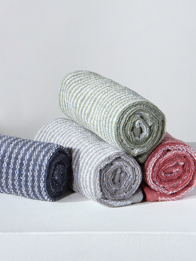 Westside Home Mint Thin Striped Hand Towel