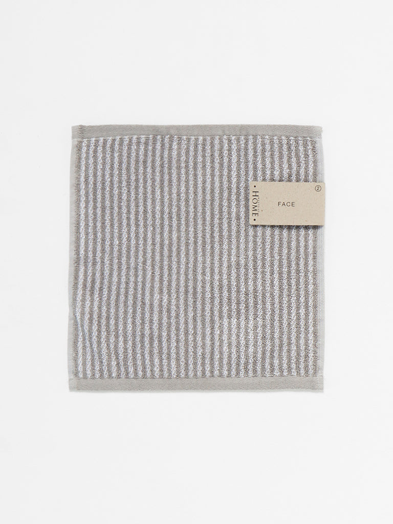 Westside Home Grey Striped Face Towel - Pack of 2