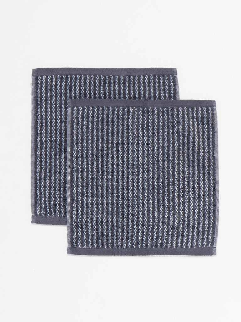 Westside Home Grey Thin Striped Face Towel - Pack of 2