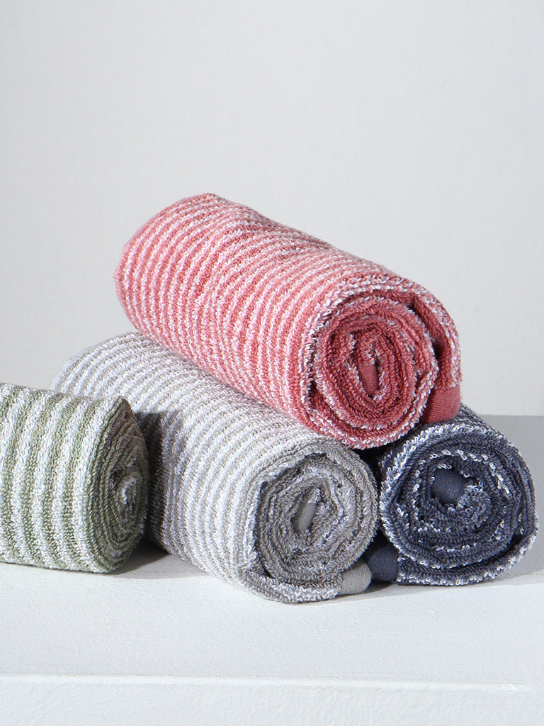 Westside Home Withered Rose Striped Hand Towel
