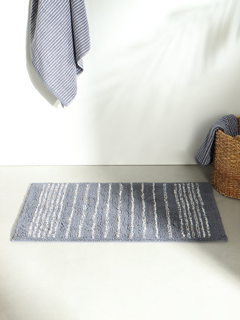 Westside Home Grey Stripe Bath Mat