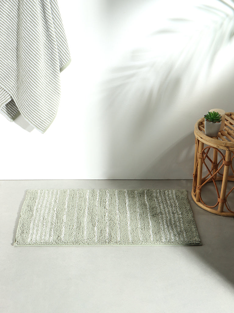 Westside Home Mint Stripe Bath Mat
