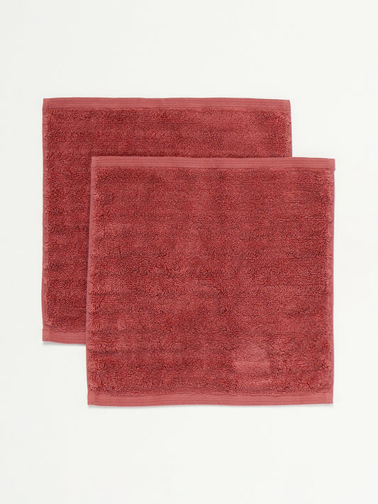 Westside Home Faded Red Face Towel (Set of 2)