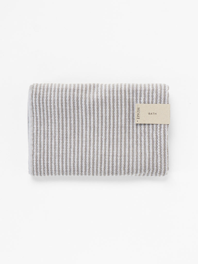 Westside Home Grey Striped Bath Towel