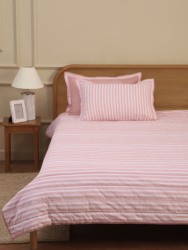Buy Westside Home Peach Voile Yard AC Blanket Double Bed Comforter and  Pillowcase Set from Westside