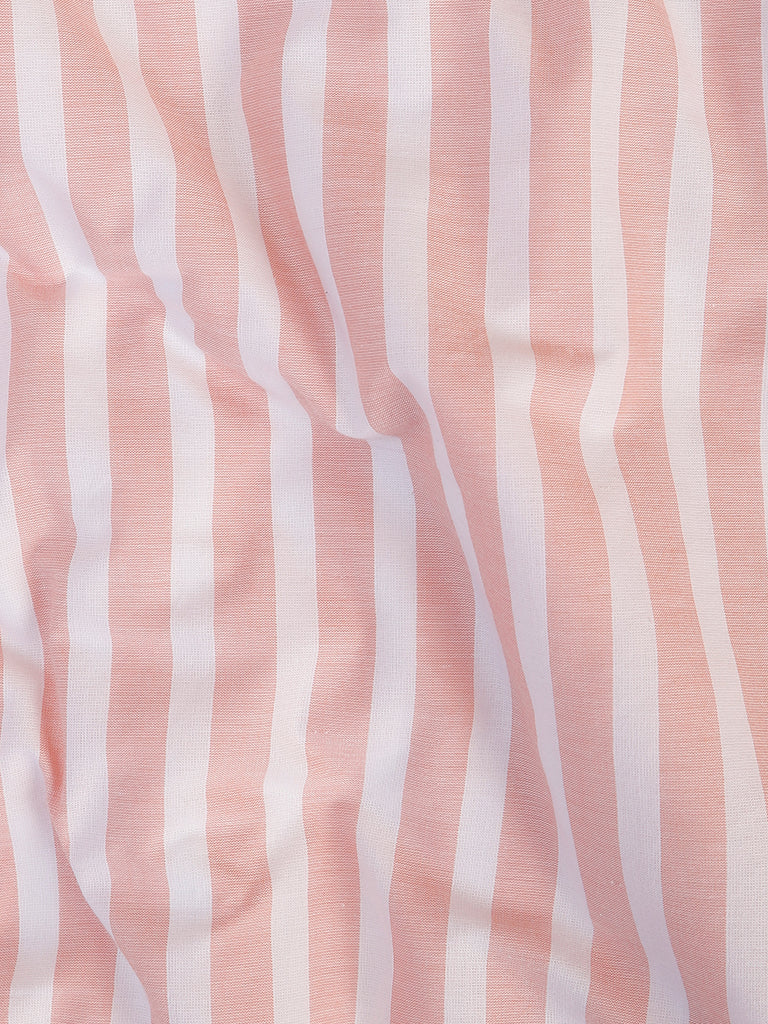 Westside Home Peach Stripe Printed King Bed Flat sheet and Pillowcase Set