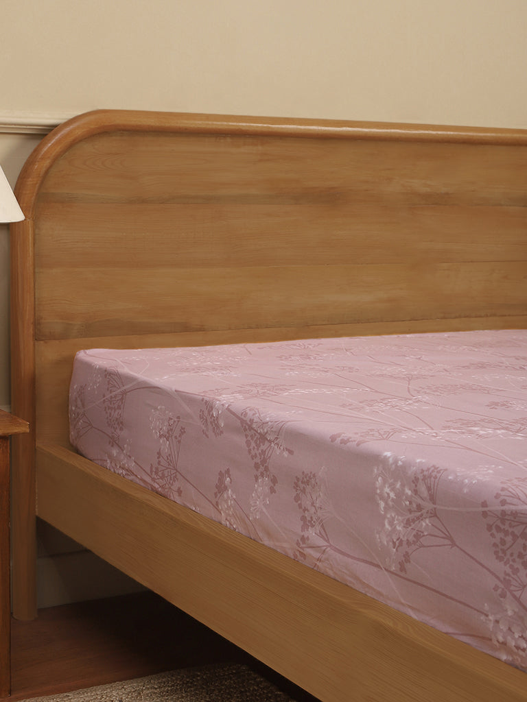Westside Home Red 144TC Dandelion Double Bed Fitted Sheet