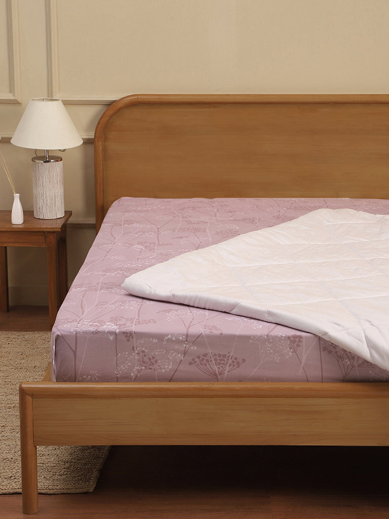 Westside Home Red Dandelion Printed King Bed Fitted Sheet