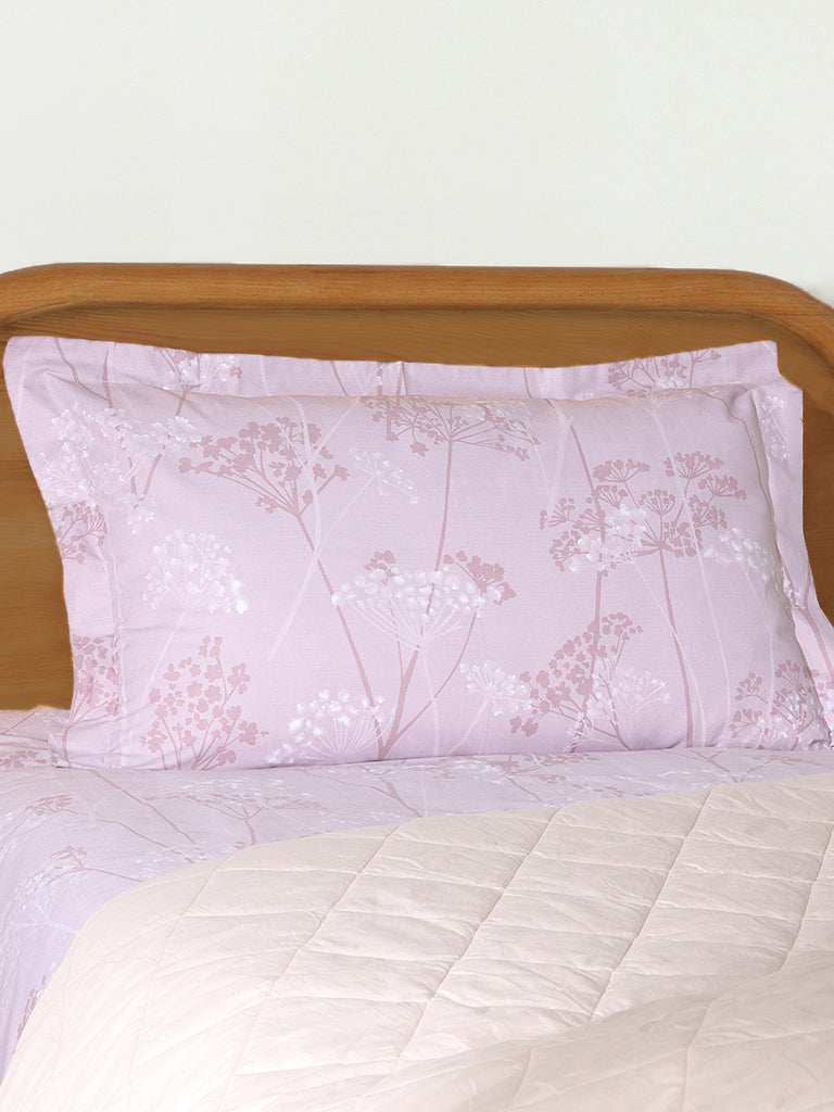 Westside Home Red Dandelion Flowers Printed Single Bed Flat sheet and Pillowcase Set