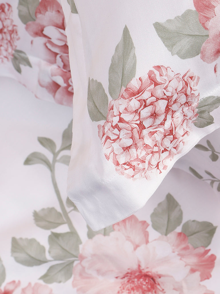 Westside Home Dusty Rose Blushed Rose Printed Double Bed Flat sheet and Pillowcase Set