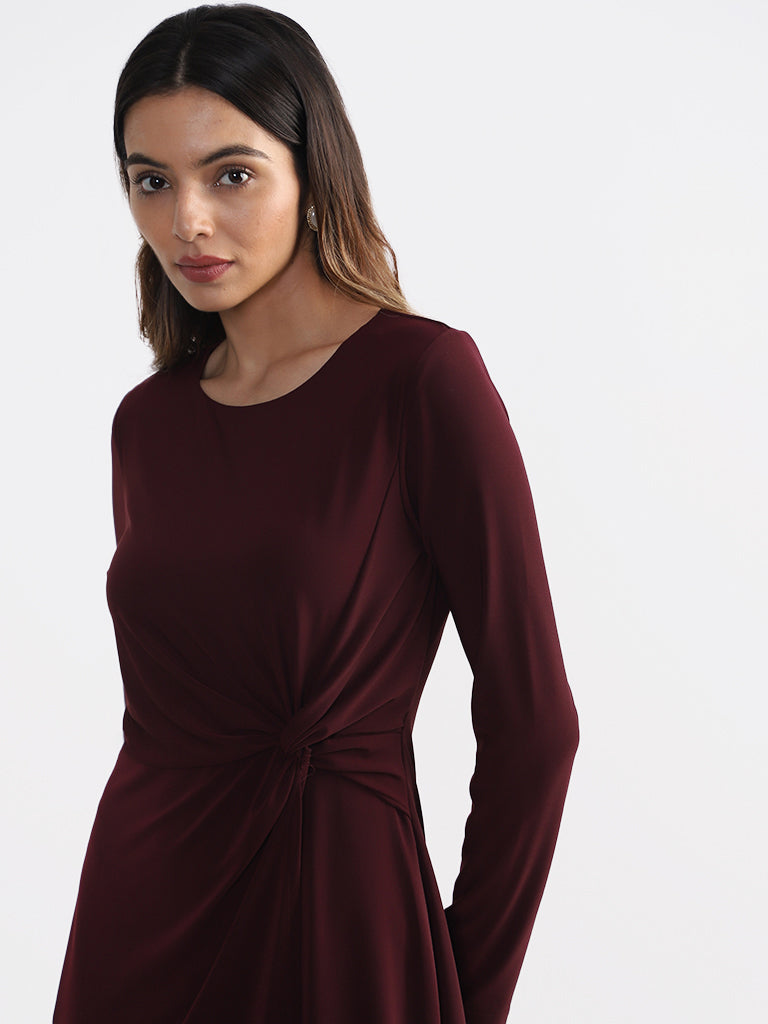 Wardrobe Wine Knotted Dress