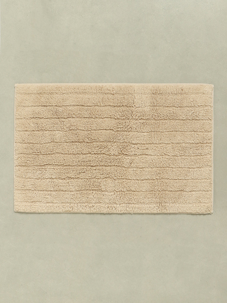 Westside Home Beige Fluffy Stripe Bath Mat