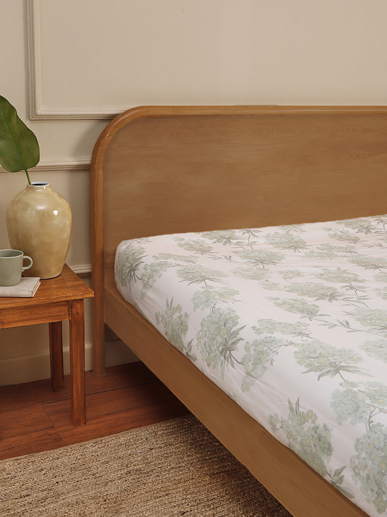 Westside Home Mint Hydrangea Printed King Bed Fitted Sheet
