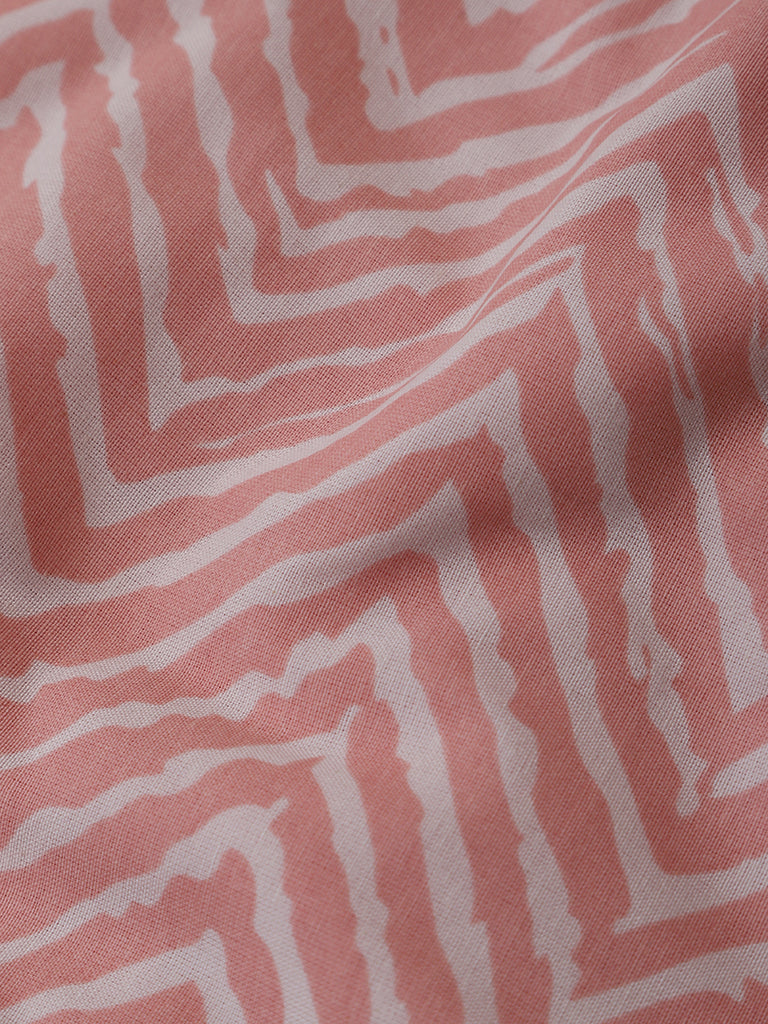 Westside Home Mellow Rose Chevron Printed Single Bed Flat sheet and Pillowcase Set