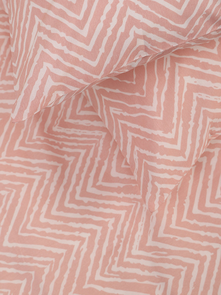 Westside Home Mellow Rose Chevron Printed King Bed Flat sheet and Pillowcase Set