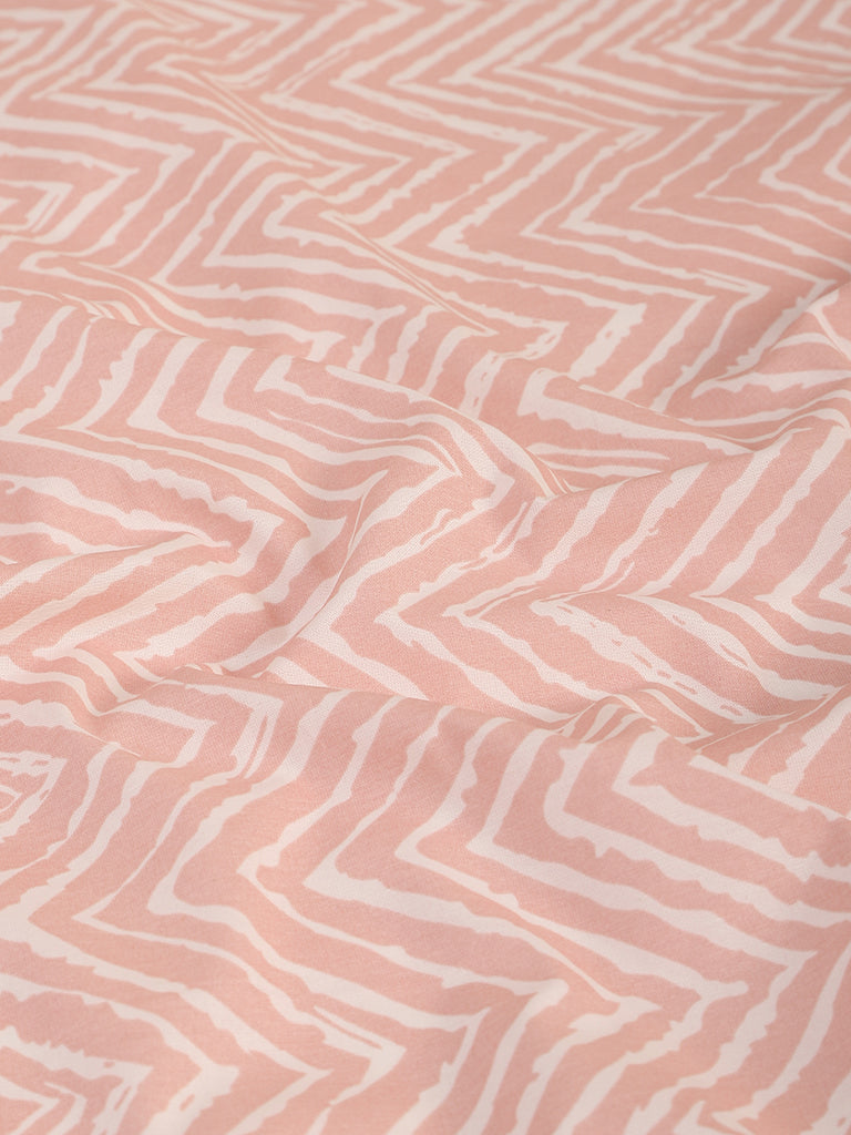 Westside Home Mellow Rose Chevron Printed King Bed Flat sheet and Pillowcase Set