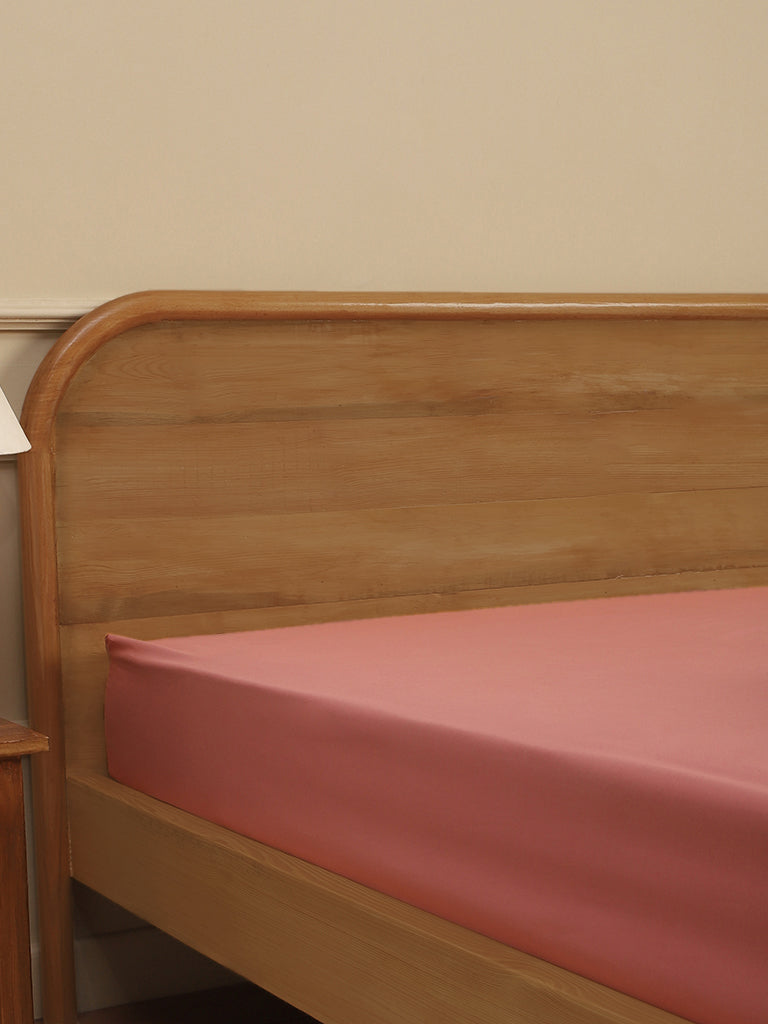 Westside Home Dusty Rose Solid Double Bed Fitted Sheet
