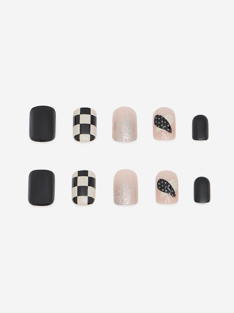 Studiowest Black Checkered Presson Nail Set