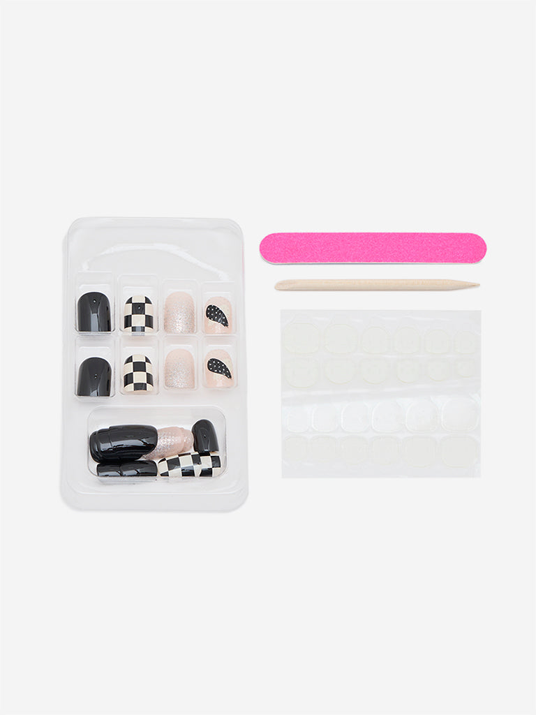 Studiowest Black Checkered Presson Nail Set