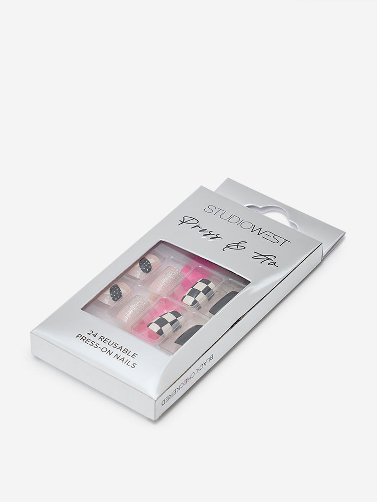 Studiowest Black Checkered Presson Nail Set