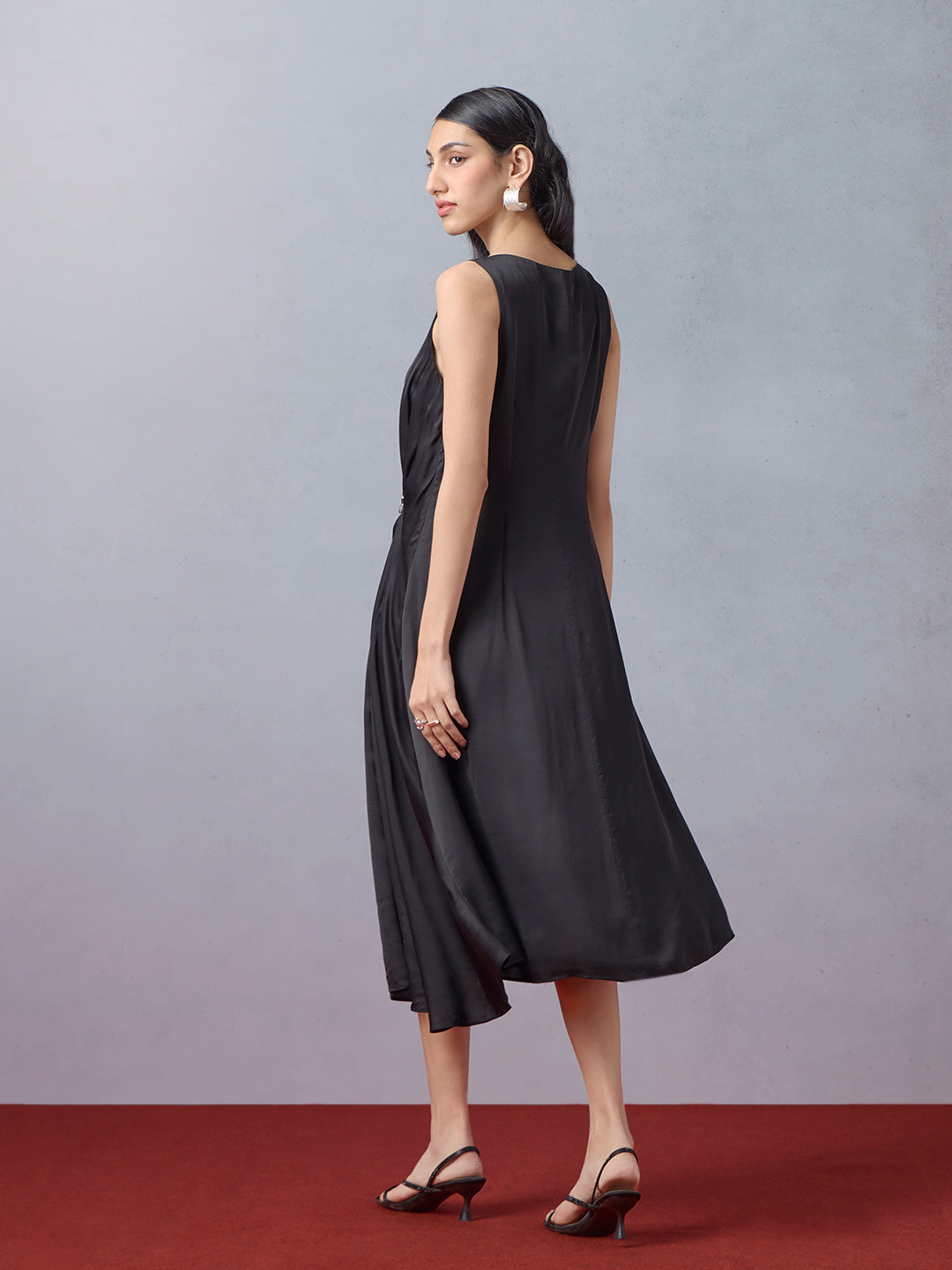 Solid Midi Dress - Black
