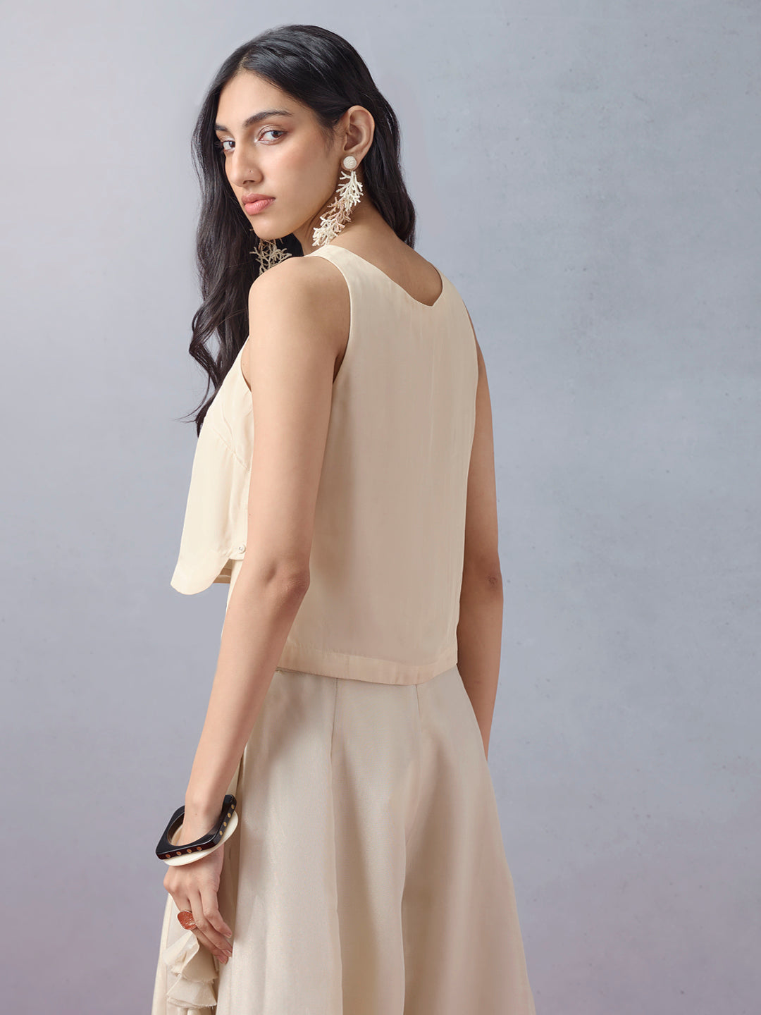 Samoh Floral Crop Top - Beige