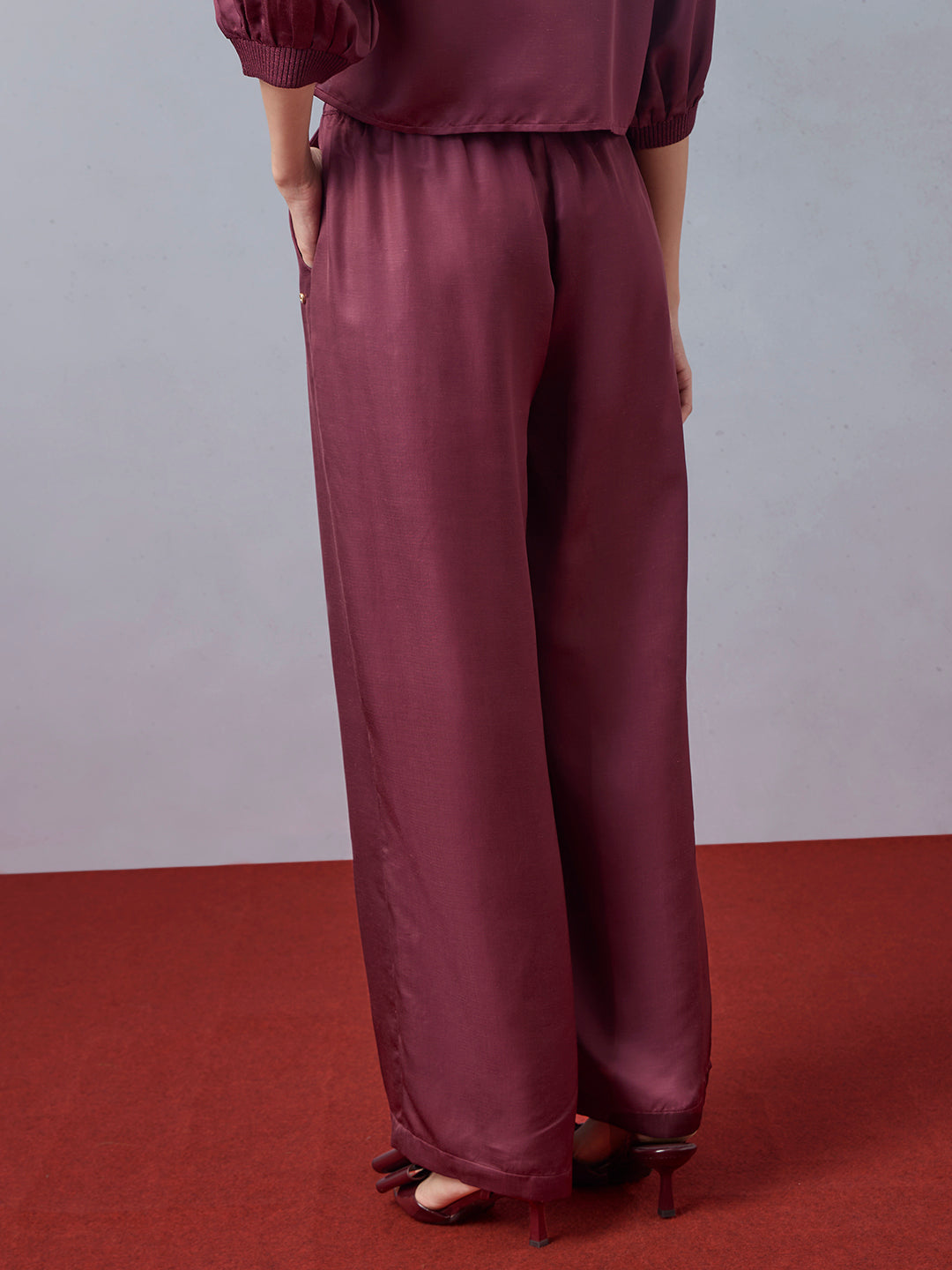 Straight-Leg Pants - Maroon
