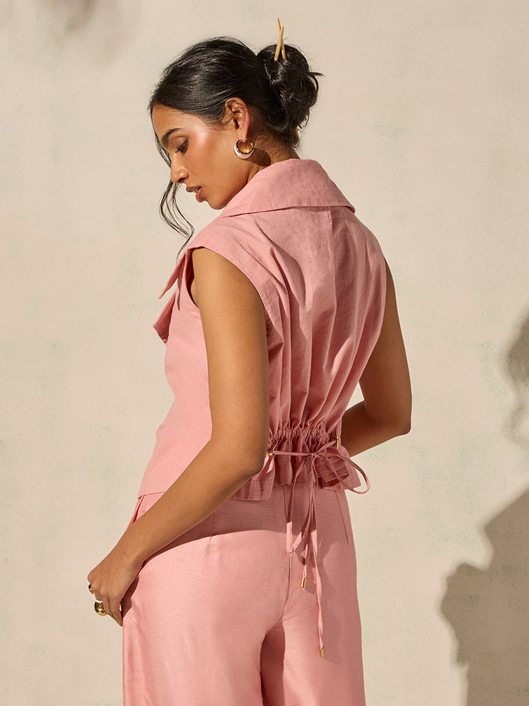 Drawstring Detail Jacket - Pink