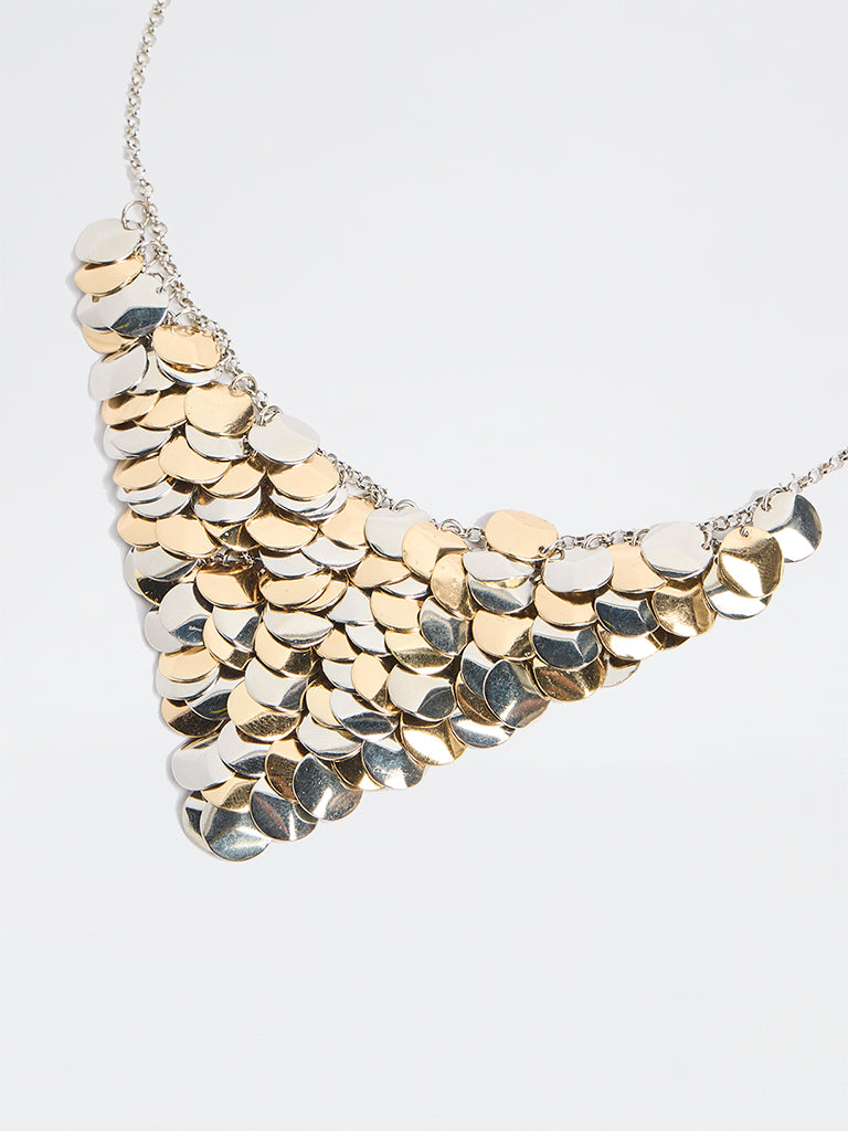 Westside Accessories Dual Toned Disc Statement Necklace