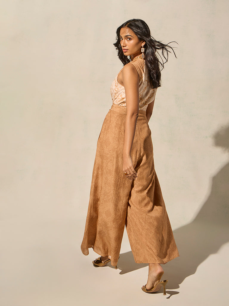Printed Jumpsuit - Peach