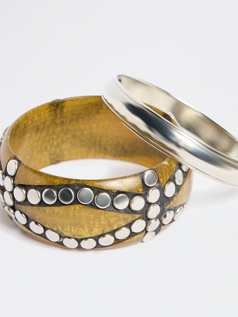 Westside Accessories Multicolour Resin and Metal Bangles - Pack of 2
