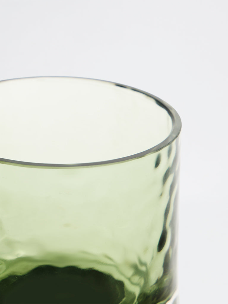 Westside Home Green Hammered Glass Votive Candle Holder