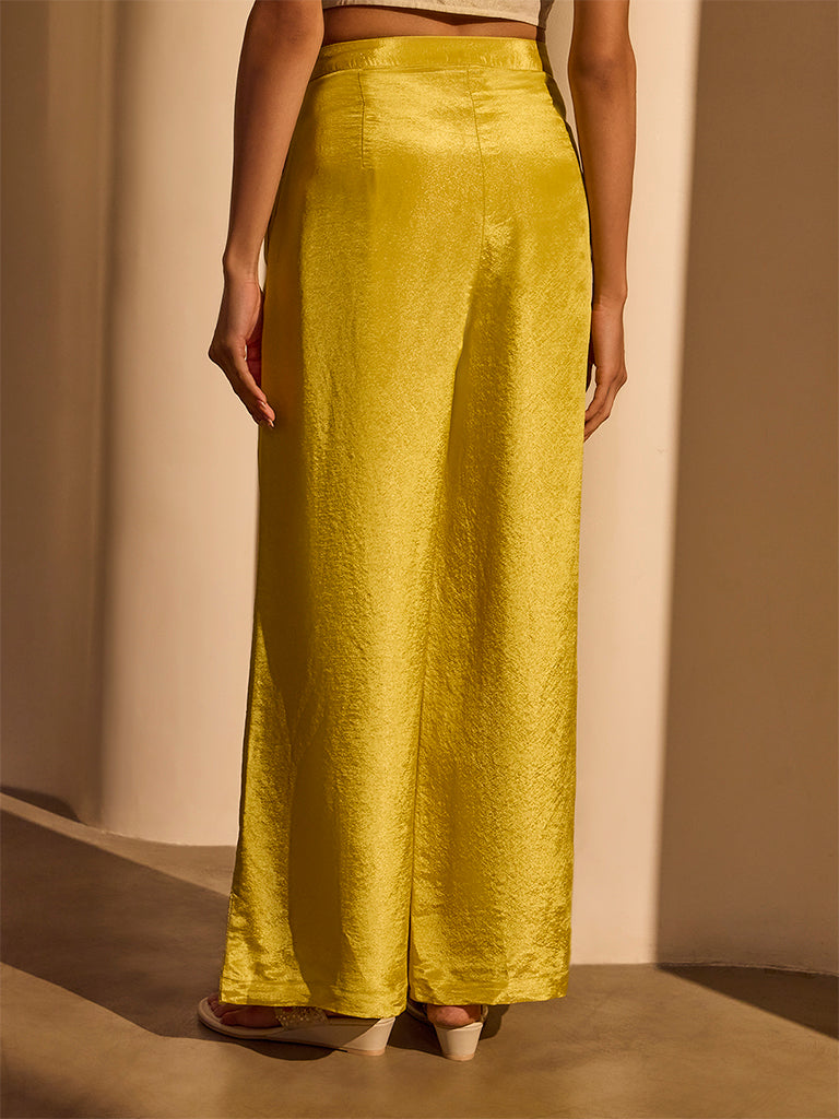 Textured Straight-Leg Pants - Yellow