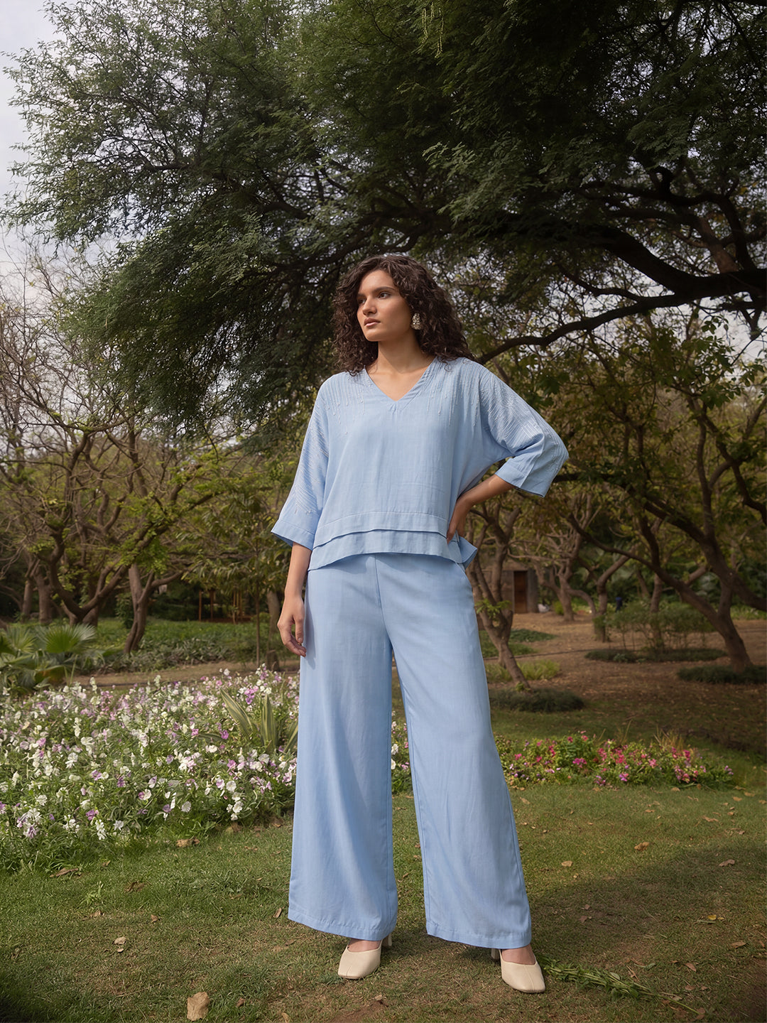 Embroidered Top – Blue