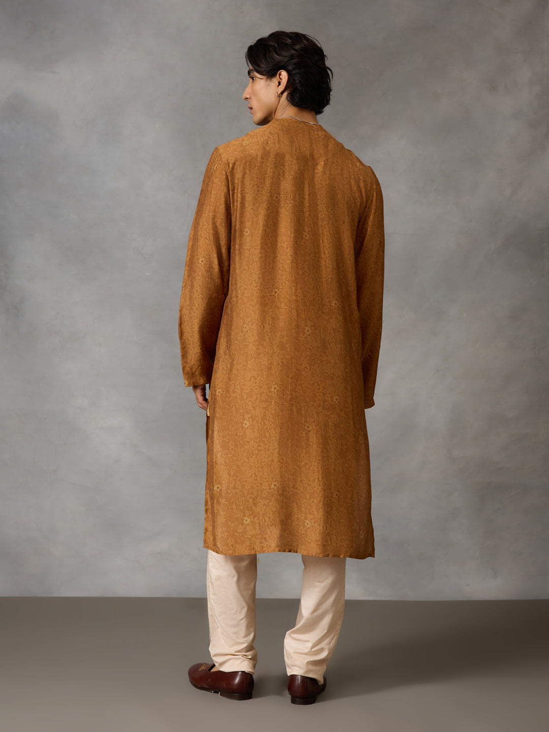 All-Over Print Kurta - Mustard