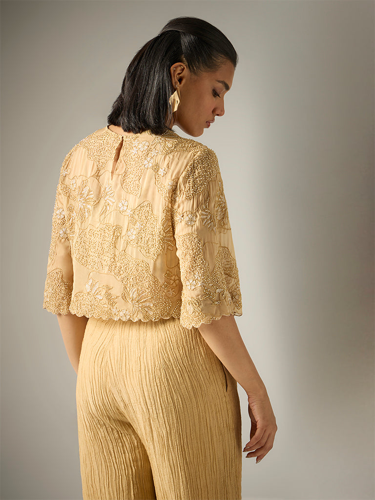 Embellished Crop Top – Gold