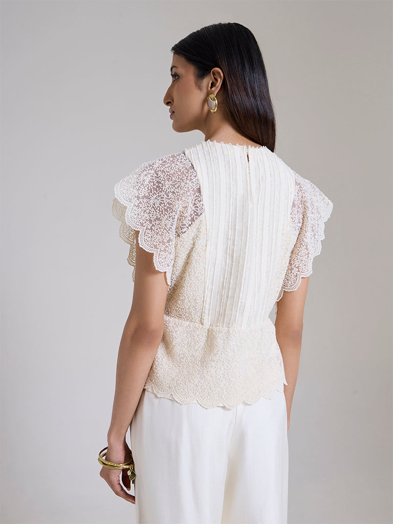 Lace Detailed Top - White