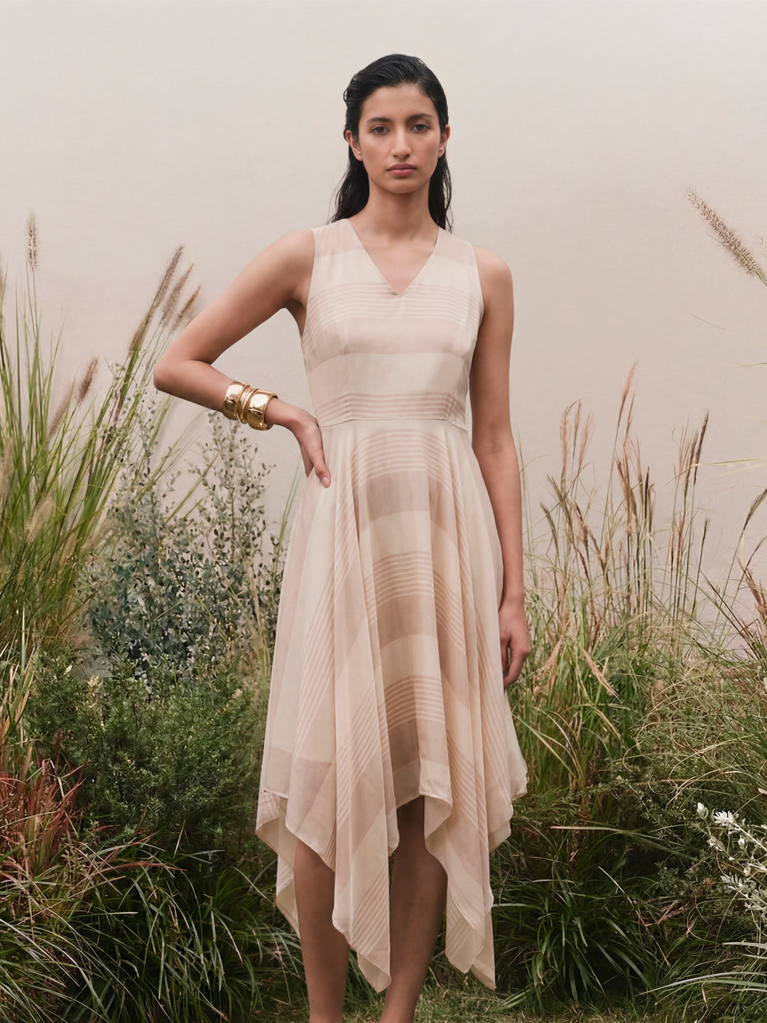 Striped Dress - Beige