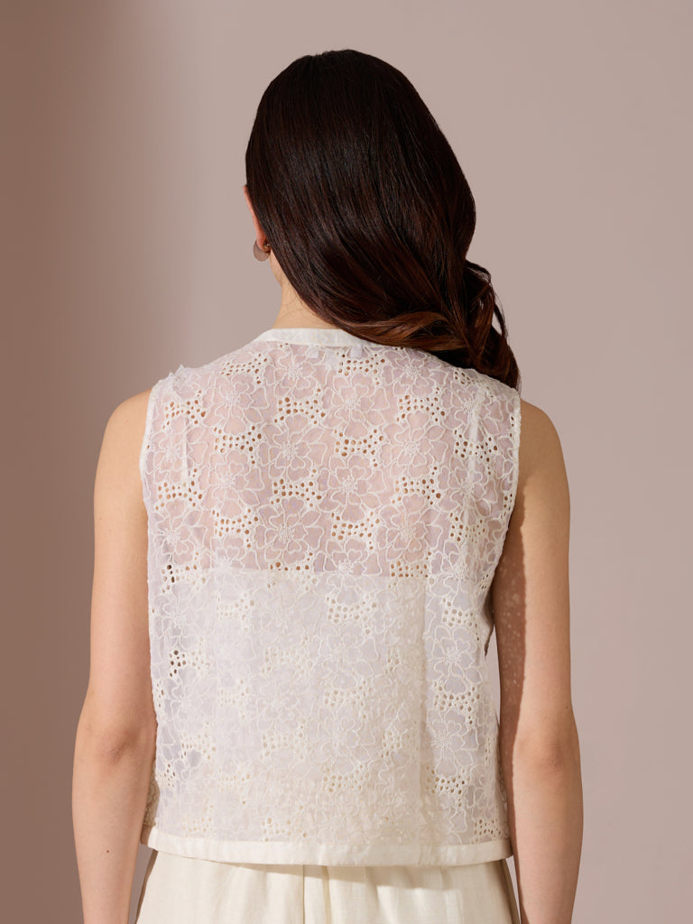 Floral Lace Top - White