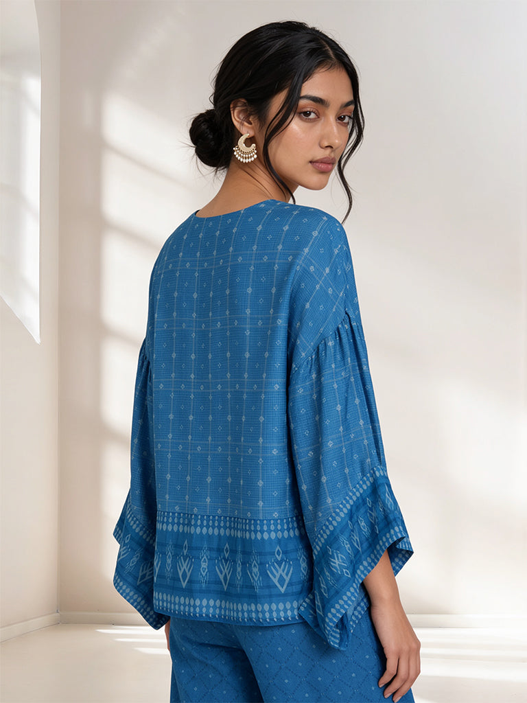 Geometric Printed Top - Blue