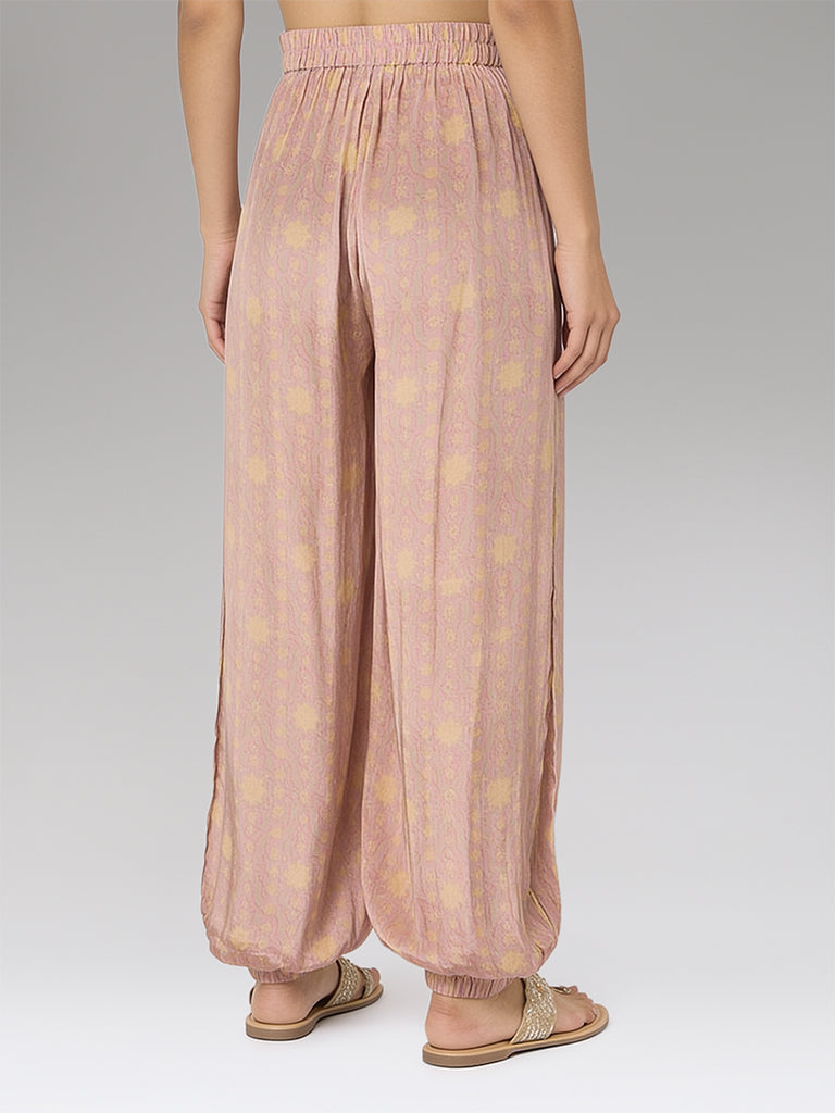 Floral Printed Balloon Pants – Pink