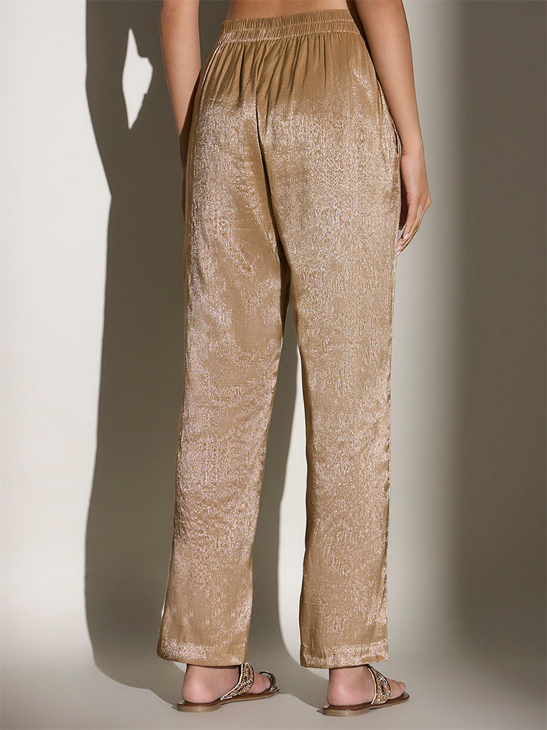 White Door Luxe Samoh Straight-Leg Pants - Gold