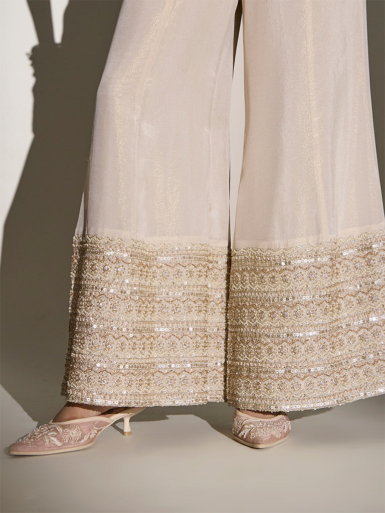 Sequin Embellished Co-ord Set - Beige