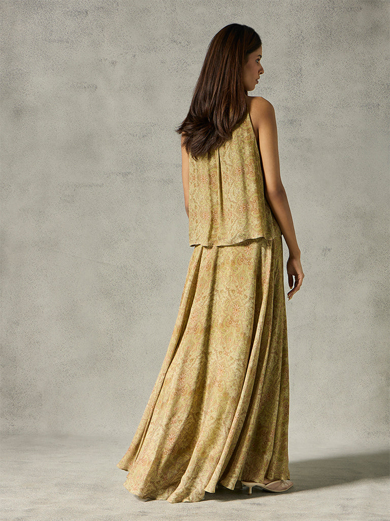Printed Lehenga Skirt - Sage Green